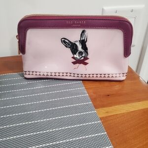Ted Baker Pink and Purple Cosmetic Bag with Dog Design